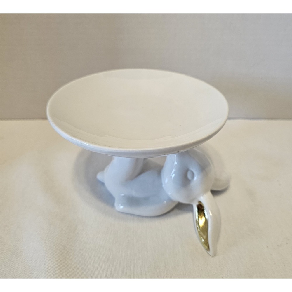 Bunny Rabbit White Ceramic Table Stand Decor - Picture 2 of 2